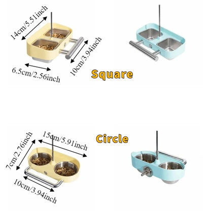 Double Bowl Cage-Mount Bird Feeder with Splash Guard | Bon Bon Bird Toys