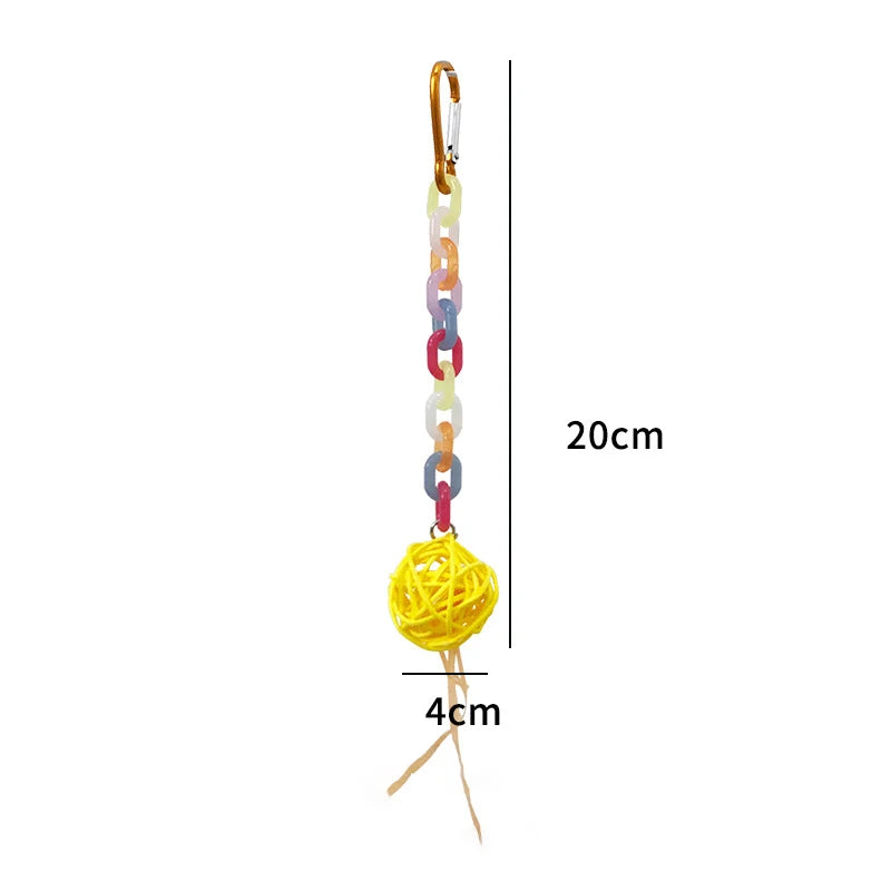 Rattan Ball & Bead Carabiner Parrot Toy | Bon Bon Bird Toys