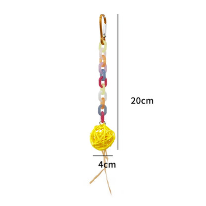 Rattan Ball & Bead Carabiner Parrot Toy | Bon Bon Bird Toys