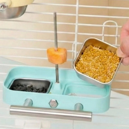 Double Bowl Cage-Mount Bird Feeder with Splash Guard | Bon Bon Bird Toys