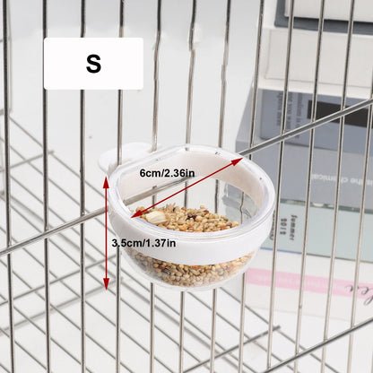 Transparent Cage-Mount Bird Feeding Bowl