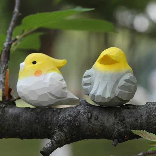 Hand-Carved Cockatiel Figurine | Bon Bon Bird Toys