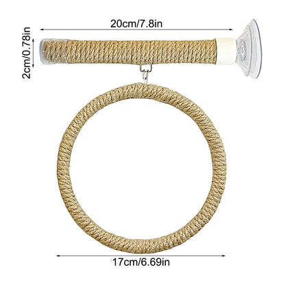 Jute Rope Suction Cup Window Perch for Birds | Bon Bon Bird Toys
