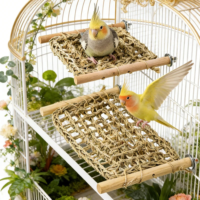 Woven Seagrass Platform Perch for Birds | Bon Bon Bird Toys