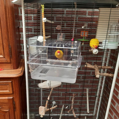 Large Transparent Bird Bath for Cage — 13x11x8 Inches