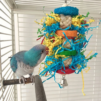 Colorful Paper & Loofah Shredder Toy for Birds