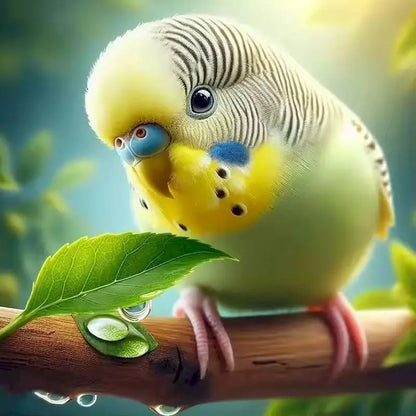 Parakeets Among Cherry Blossoms Diamond Painting Kit