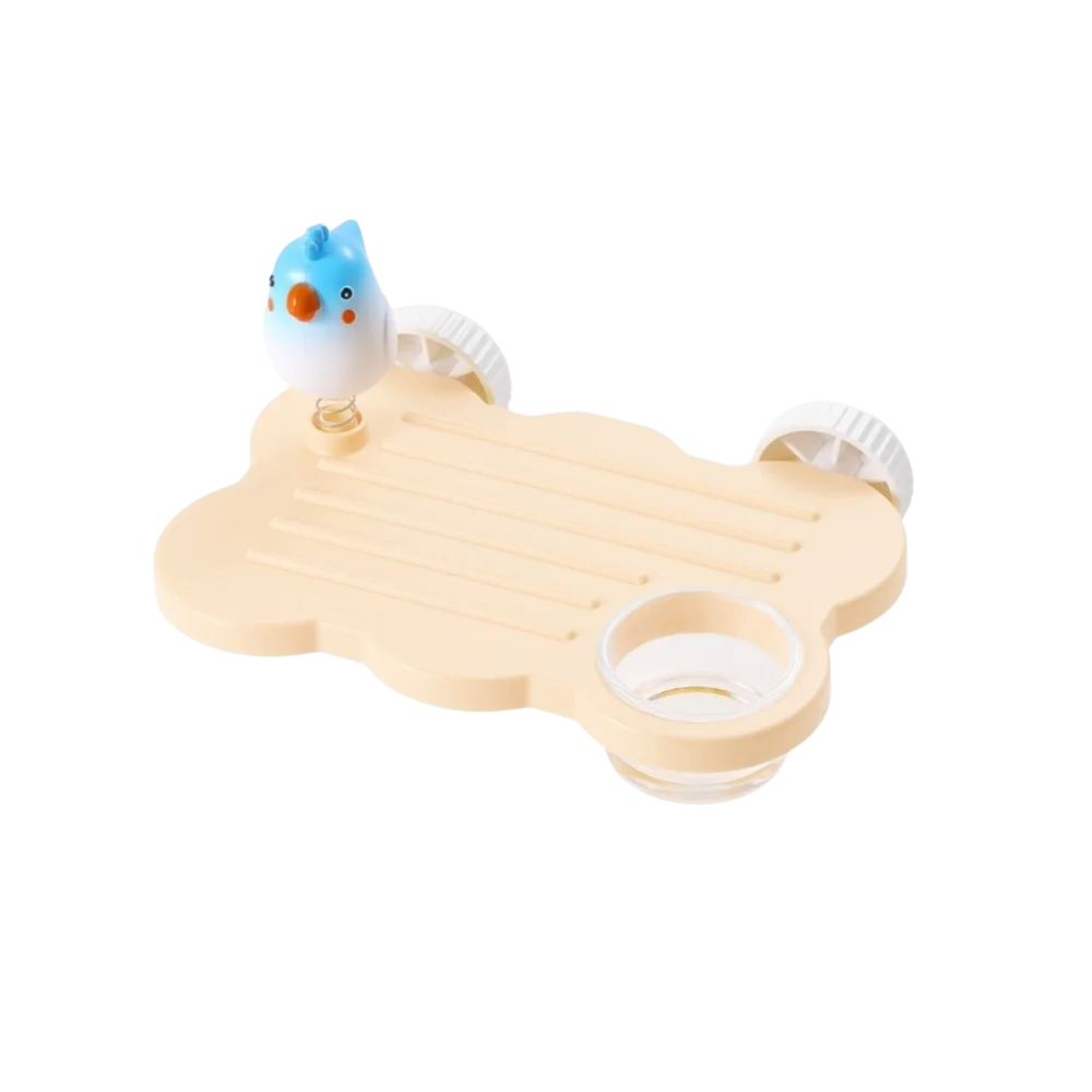 Cloud-Shaped Cage-Mount Bird Perch with Bowl & Play Figurine | Bon Bon Bird Toys