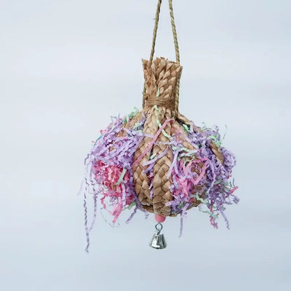 Seagrass Shredding Ball with Paper Fill & Bell | Bon Bon Bird Toys