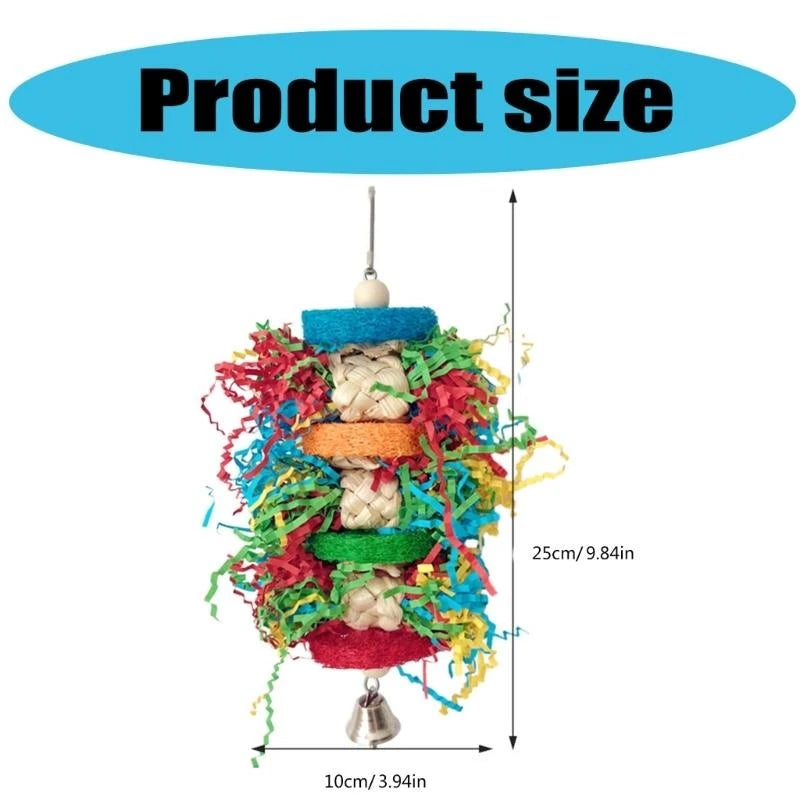 Colorful Paper & Loofah Shredder Toy for Birds | Bon Bon Bird Toys