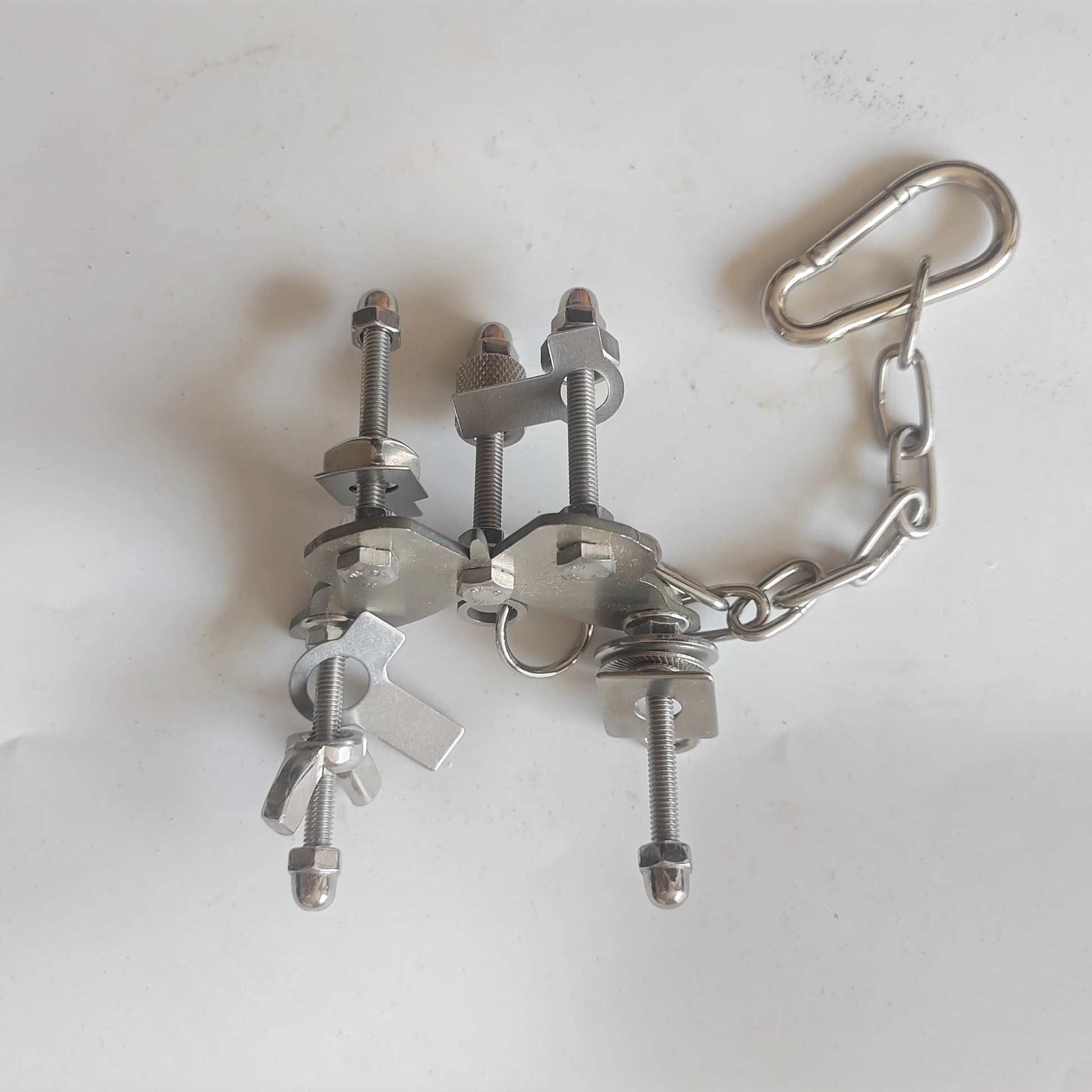 Stainless Steel Cross-Bar Parrot Puzzle Toy with Bell | Bon Bon Bird Toys
