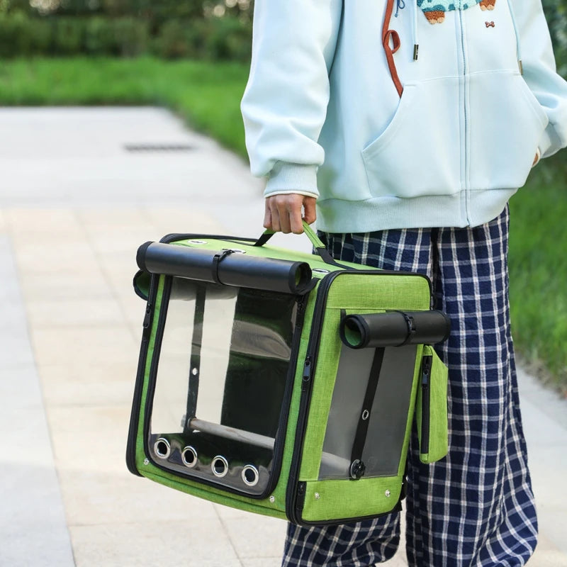 Bird Backpack Carrier with Window & Perch | Bon Bon Bird Toys