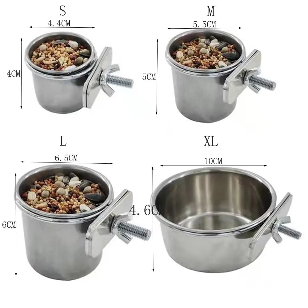 Stainless Steel Hanging Cage Bowl for Birds | Bon Bon Bird Toys