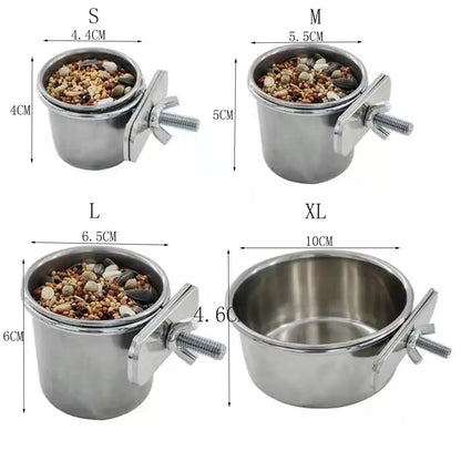 Stainless Steel Hanging Cage Bowl for Birds | Bon Bon Bird Toys