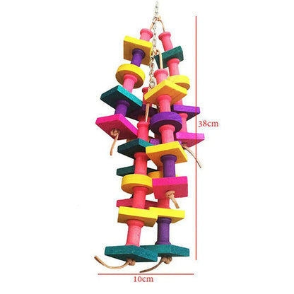 Colorful Wooden Block Chew Toy for Birds