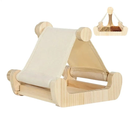 Wooden Bird Hammock Bed with Drawer Tray | Bon Bon Bird Toys