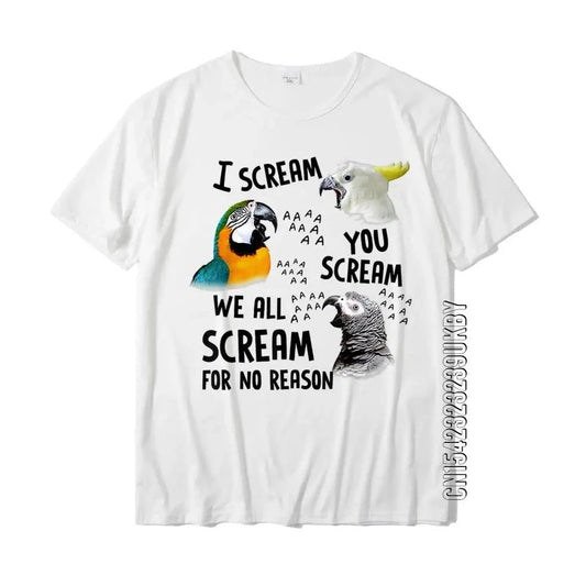 I Scream, You Scream" Funny Parrot T - Shirt - Bon Bon Bird Toys