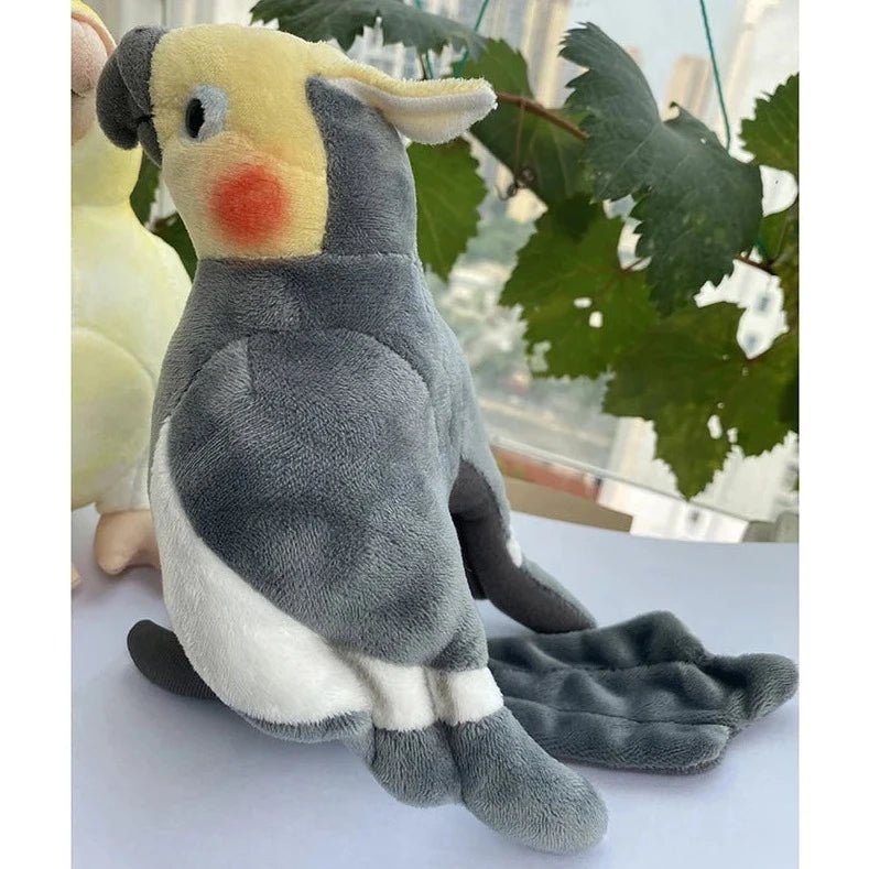 Mini Lifelike Grey Cockatiel Plush Toy - Bon Bon Bird Toys