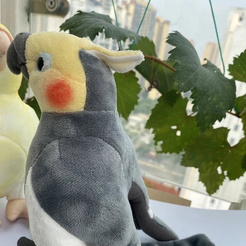 Mini Lifelike Grey Cockatiel Plush Toy - Bon Bon Bird Toys