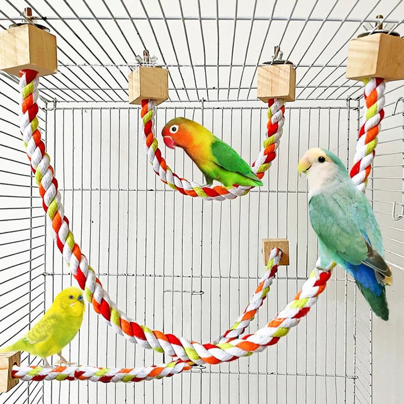 Pet Bird Multi - Color Cotton Rope Perch - Bon Bon Bird Toys