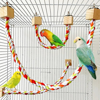 Pet Bird Multi - Color Cotton Rope Perch - Bon Bon Bird Toys