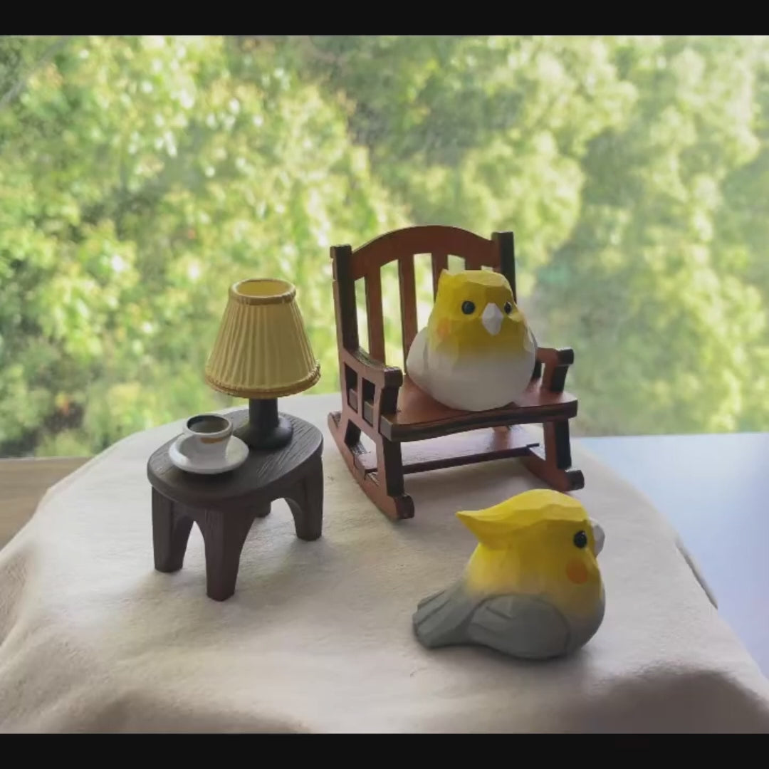 Hand-Carved Cockatiel Figurine | Bon Bon Bird Toys