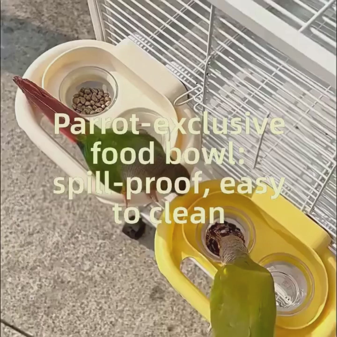 Double Compartment Cage Feeder for Birds | Bon Bon Bird Toys