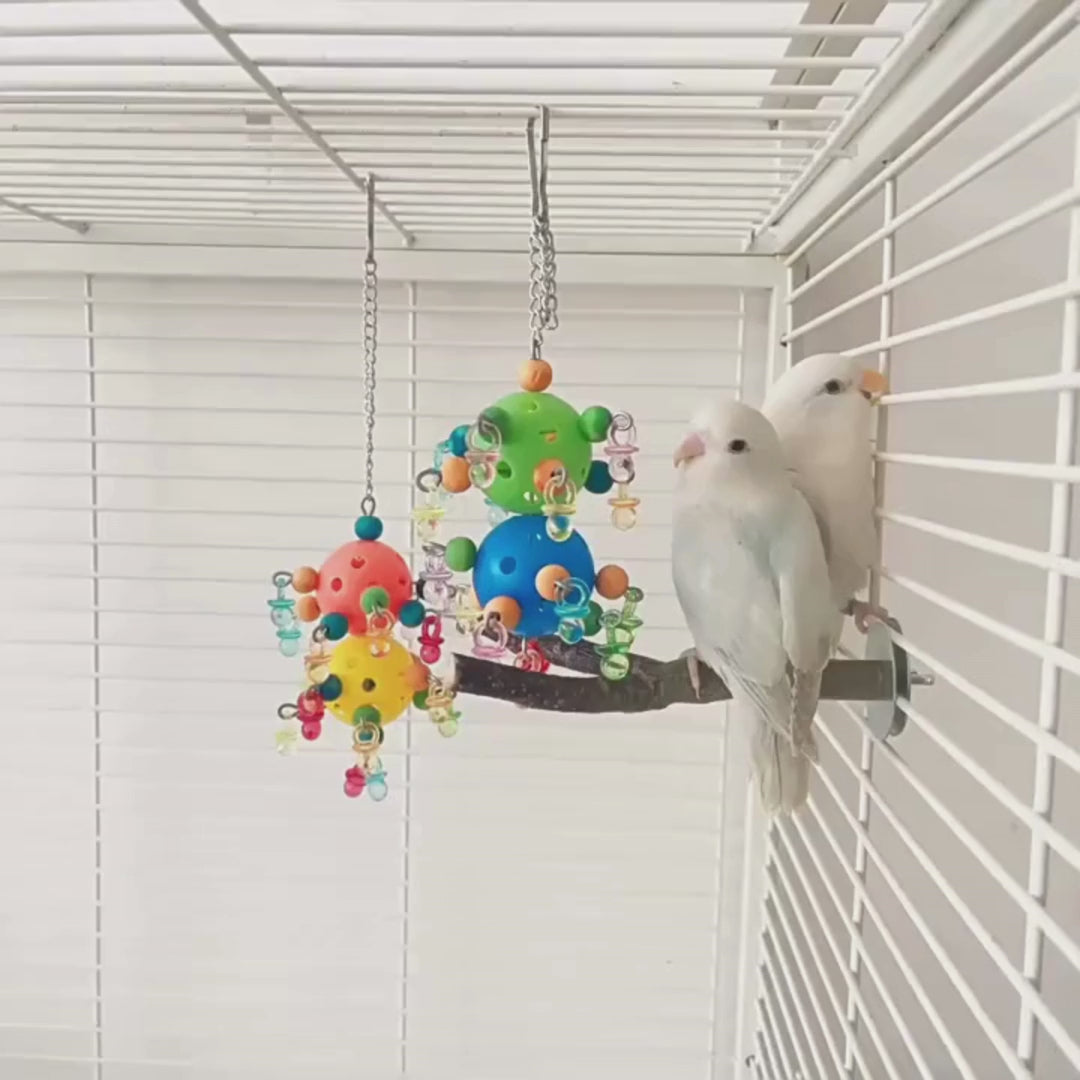 Colorful Bead and Ball Chew Toy for Birds | Bon Bon Bird Toys