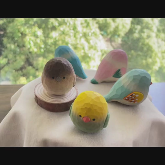 Hand-Carved Sparrow Figurine | Bon Bon Bird Toys