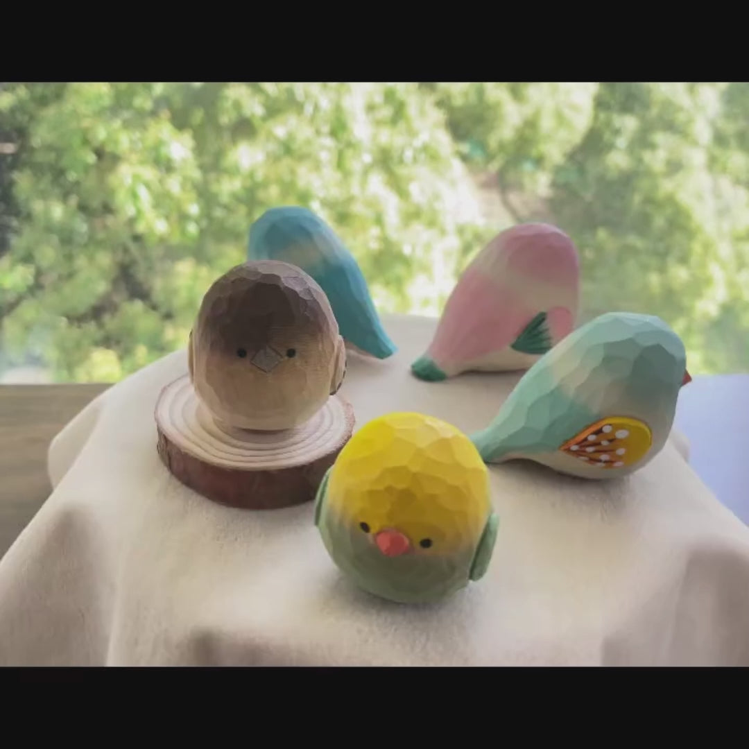 Hand-Carved Sparrow Figurine | Bon Bon Bird Toys