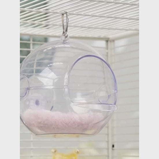 Clear Acrylic Bird Nest Pod with Cotton Cushion | Bon Bon Bird Toys