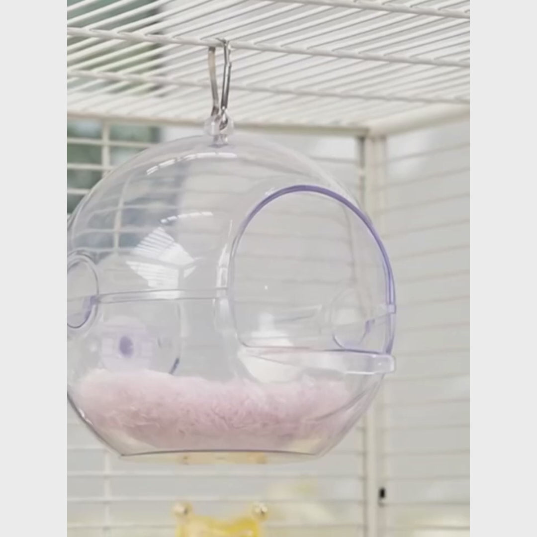Clear Acrylic Bird Nest Pod with Cotton Cushion | Bon Bon Bird Toys