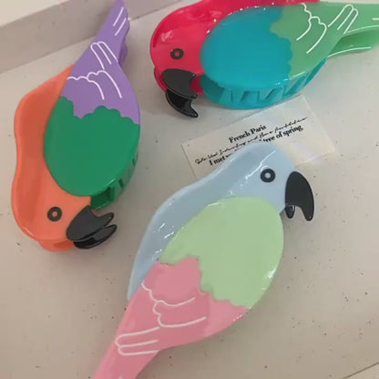 Colorful Macaw Hair Claw Clip