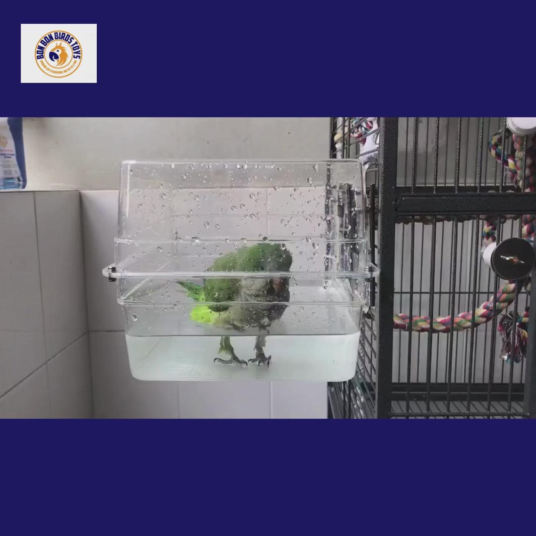 Large Transparent Bird Bath for Cage | Bon Bon Bird Toys