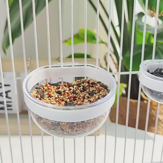 Transparent Cage-Mount Bird Feeding Bowl