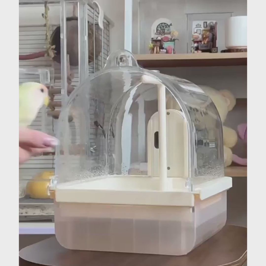 Clear Dome Bird Bath with Auto Water Circulation | Bon Bon Bird Toys