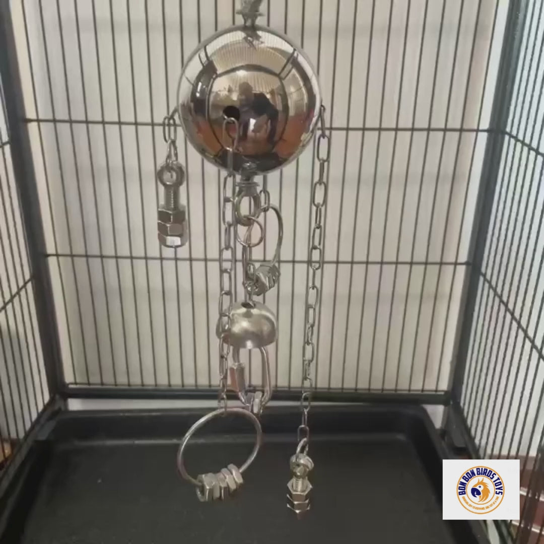 Handmade Stainless Steel Hardware Puzzle Toy for Large Parrots | Bon Bon Bird Toys